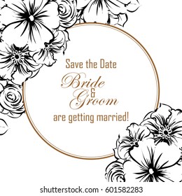 Romantic invitation. Wedding, marriage, bridal, birthday, Valentine's day.