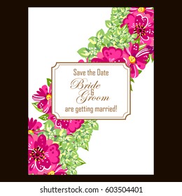 Romantic invitation. Wedding, marriage, bridal, birthday, Valentine's day.