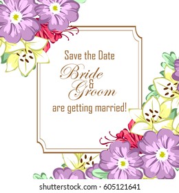 Romantic invitation. Wedding, marriage, bridal, birthday, Valentine's day.