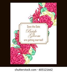 Romantic invitation. Wedding, marriage, bridal, birthday, Valentine's day.