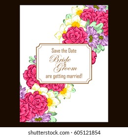 Romantic invitation. Wedding, marriage, bridal, birthday, Valentine's day.