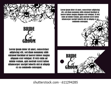 Romantic invitation. Wedding, marriage, bridal, birthday, Valentine's day.