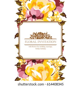 Romantic invitation. Wedding, marriage, bridal, birthday, Valentine's day.