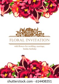 Romantic invitation. Wedding, marriage, bridal, birthday, Valentine's day.