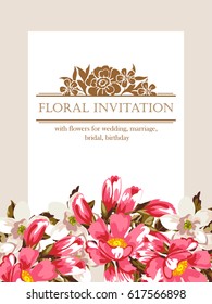 Romantic invitation. Wedding, marriage, bridal, birthday, Valentine's day.