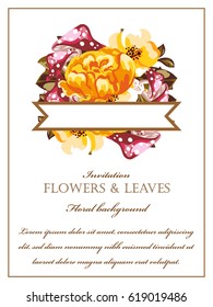 Romantic invitation. Wedding, marriage, bridal, birthday, Valentine's day.