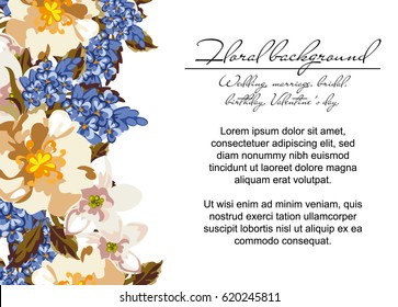 Romantic invitation. Wedding, marriage, bridal, birthday, Valentine's day.