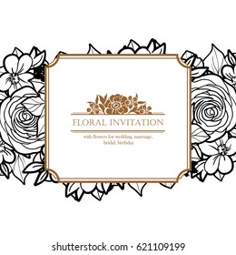 Romantic invitation. Wedding, marriage, bridal, birthday, Valentine's day.