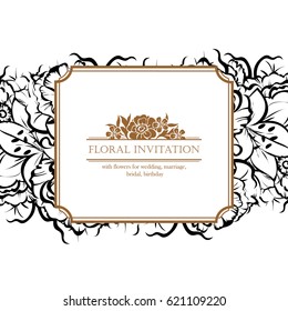 Romantic invitation. Wedding, marriage, bridal, birthday, Valentine's day.