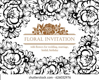 Romantic invitation. Wedding, marriage, bridal, birthday, Valentine's day.