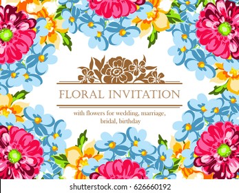 Romantic invitation. Wedding, marriage, bridal, birthday, Valentine's day.