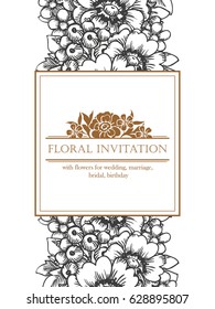 Romantic invitation. Wedding, marriage, bridal, birthday, Valentine's day.