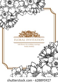 Romantic invitation. Wedding, marriage, bridal, birthday, Valentine's day.