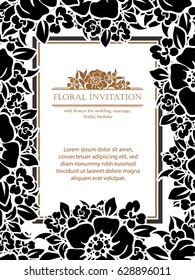 Romantic invitation. Wedding, marriage, bridal, birthday, Valentine's day.