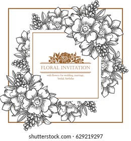 Romantic invitation. Wedding, marriage, bridal, birthday, Valentine's day.