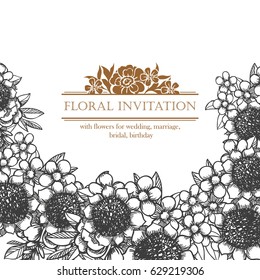 Romantic invitation. Wedding, marriage, bridal, birthday, Valentine's day.