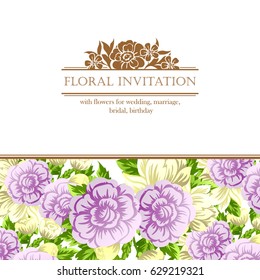Romantic invitation. Wedding, marriage, bridal, birthday, Valentine's day.