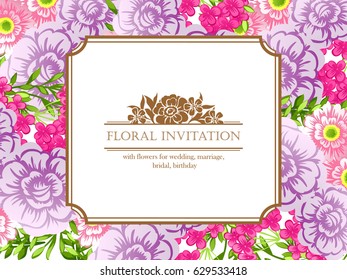 Romantic invitation. Wedding, marriage, bridal, birthday, Valentine's day.