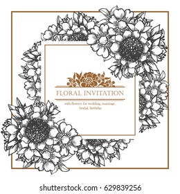 Romantic invitation. Wedding, marriage, bridal, birthday, Valentine's day.