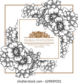 Romantic invitation. Wedding, marriage, bridal, birthday, Valentine's day.