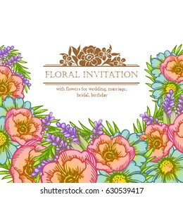 Romantic invitation. Wedding, marriage, bridal, birthday, Valentine's day.