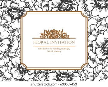 Romantic invitation. Wedding, marriage, bridal, birthday, Valentine's day.