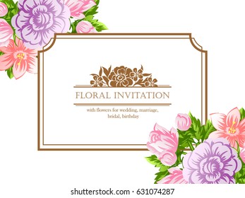 Romantic invitation. Wedding, marriage, bridal, birthday, Valentine's day.