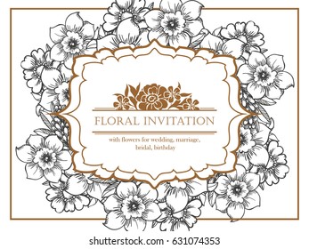 Romantic invitation. Wedding, marriage, bridal, birthday, Valentine's day.