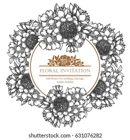 Romantic invitation. Wedding, marriage, bridal, birthday, Valentine's day.