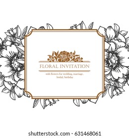 Romantic invitation. Wedding, marriage, bridal, birthday, Valentine's day.