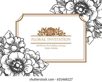 Romantic invitation. Wedding, marriage, bridal, birthday, Valentine's day.