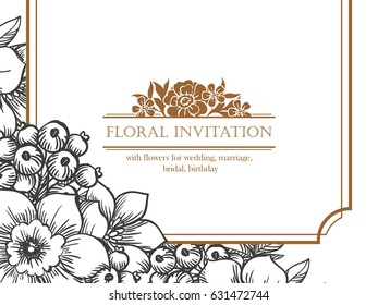 Romantic invitation. Wedding, marriage, bridal, birthday, Valentine's day.