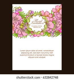 Romantic invitation. Wedding, marriage, bridal, birthday, Valentine's day.