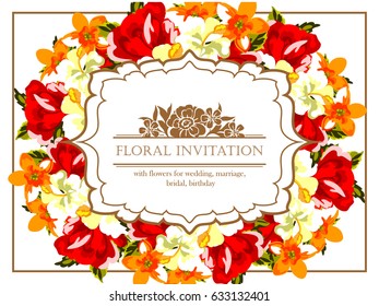 Romantic invitation. Wedding, marriage, bridal, birthday, Valentine's day.