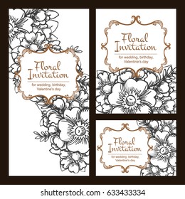 Romantic invitation. Wedding, marriage, bridal, birthday, Valentine's day.