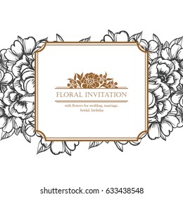 Romantic invitation. Wedding, marriage, bridal, birthday, Valentine's day.