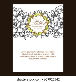 Romantic invitation. Wedding, marriage, bridal, birthday, Valentine's day.