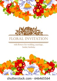 Romantic invitation. Wedding, marriage, bridal, birthday, Valentine's day.