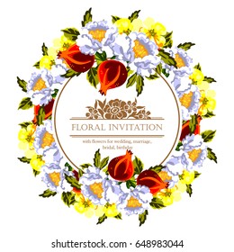 Romantic invitation. Wedding, marriage, bridal, birthday, Valentine's day.