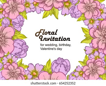 Romantic invitation. Wedding, marriage, bridal, birthday, Valentine's day.