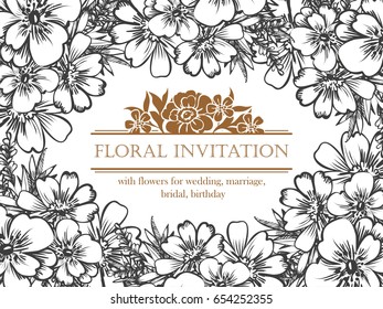 Romantic invitation. Wedding, marriage, bridal, birthday, Valentine's day.