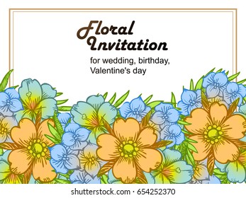 Romantic invitation. Wedding, marriage, bridal, birthday, Valentine's day.