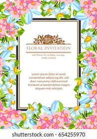Romantic invitation. Wedding, marriage, bridal, birthday, Valentine's day.