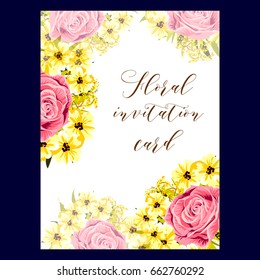 Romantic invitation. Wedding, marriage, bridal, birthday, Valentine's day.