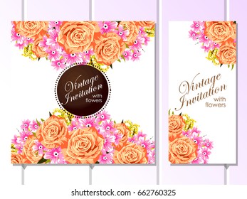 Romantic invitation. Wedding, marriage, bridal, birthday, Valentine's day.