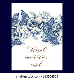 Romantic invitation. Wedding, marriage, bridal, birthday, Valentine's day.