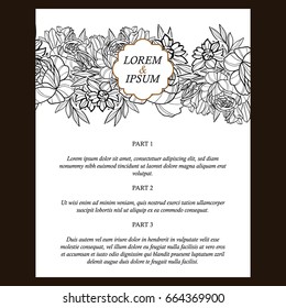 Romantic invitation. Wedding, marriage, bridal, birthday, Valentine's day.