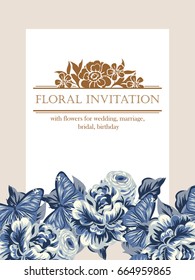 Romantic invitation. Wedding, marriage, bridal, birthday, Valentine's day.