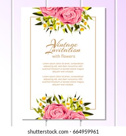 Romantic invitation. Wedding, marriage, bridal, birthday, Valentine's day.