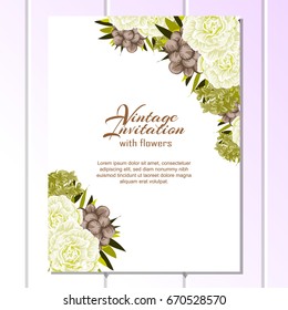 Romantic invitation. Wedding, marriage, bridal, birthday, Valentine's day.